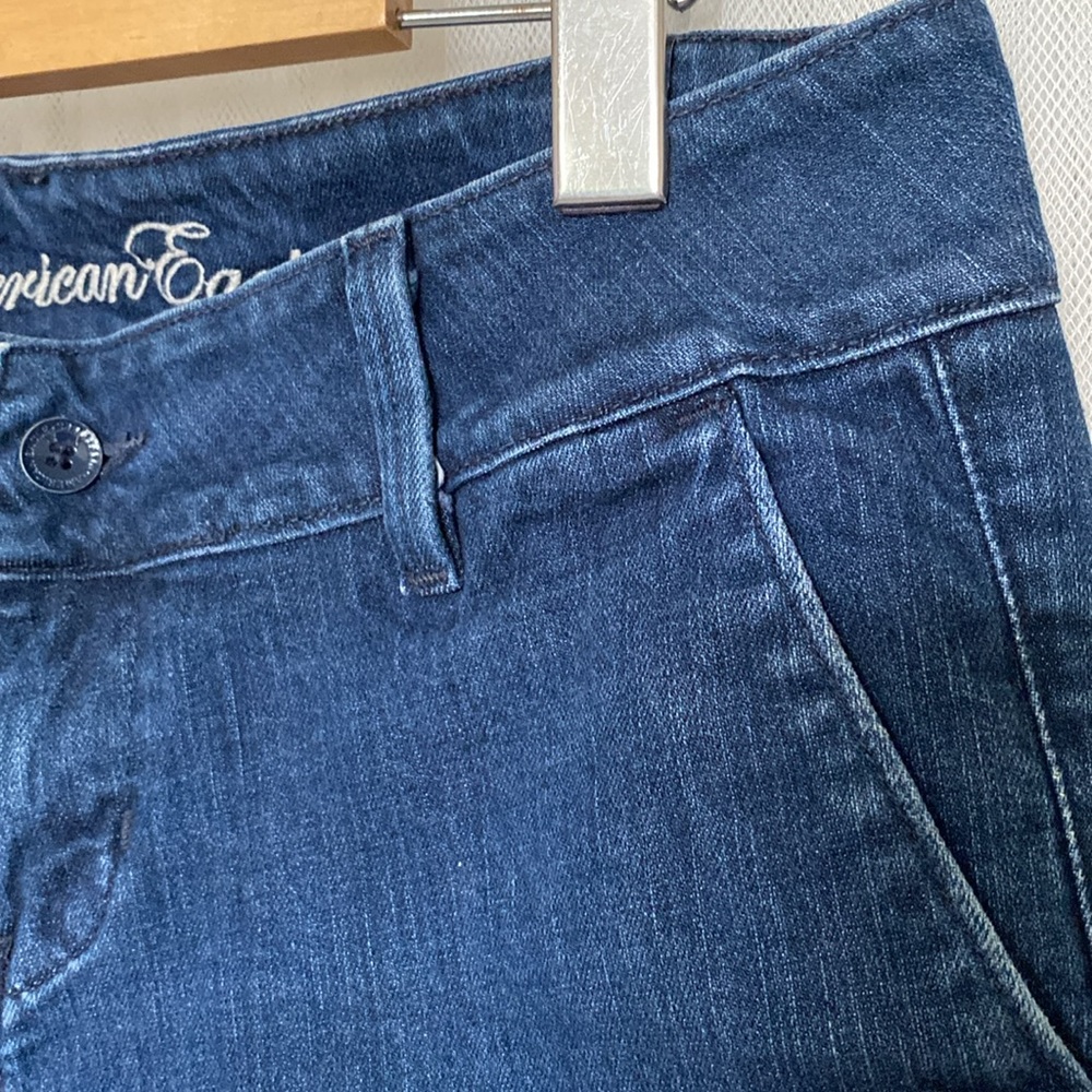 American Eagle Outfitters Women's Dark Blue Denim Bermuda Shorts - Picture 3 of 16